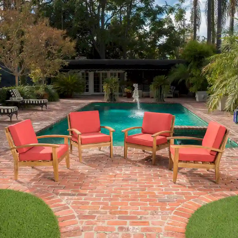 Peyton Outdoor Wooden Club Chair (Set of 4) by Christopher Knight Home