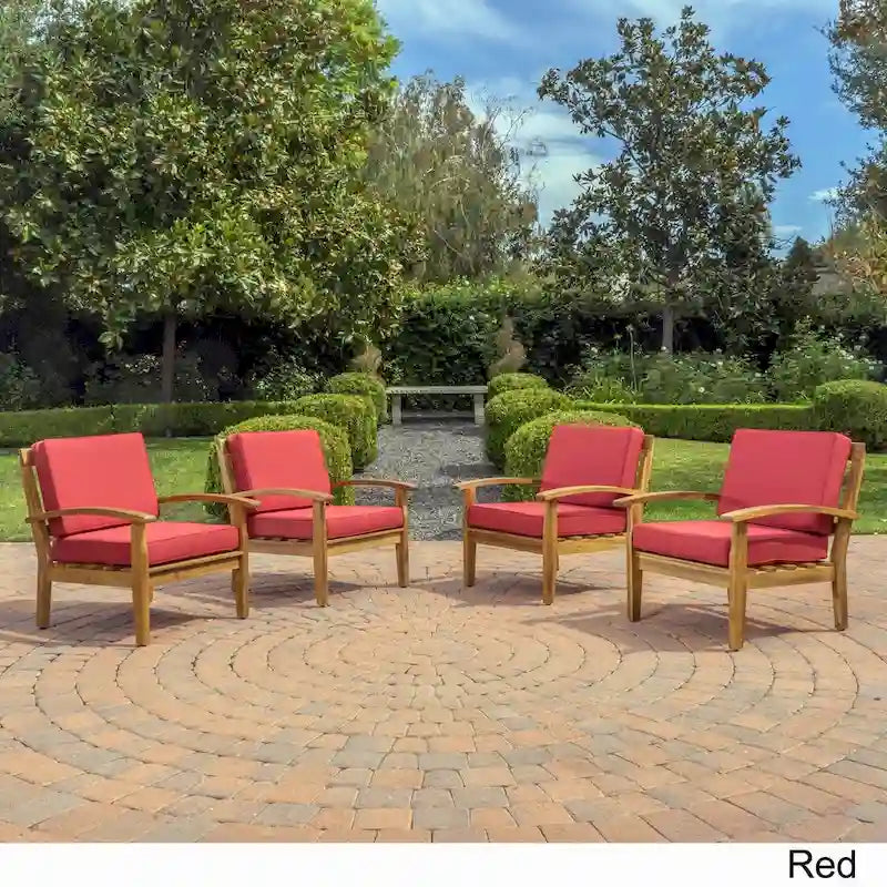 Peyton Outdoor Wooden Club Chair (Set of 4) by Christopher Knight Home