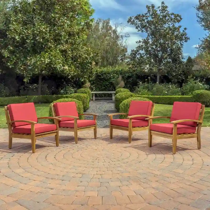 Peyton Outdoor Wooden Club Chair (Set of 4) by Christopher Knight Home