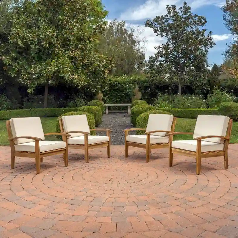 Peyton Outdoor Wooden Club Chair (Set of 4) by Christopher Knight Home