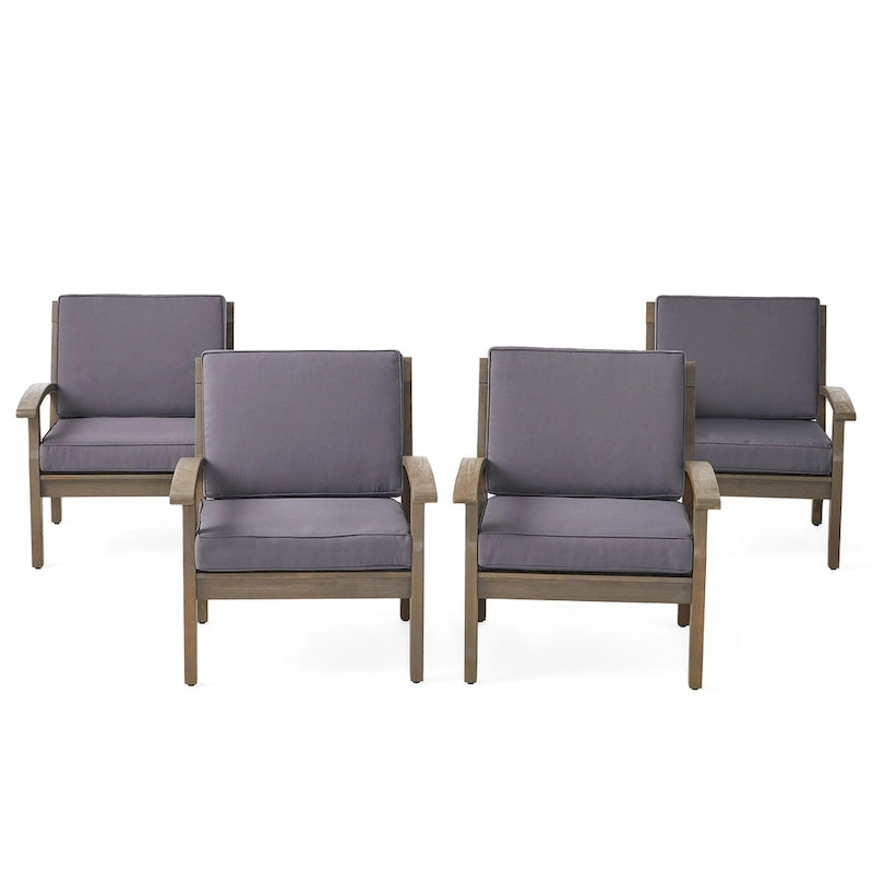 Peyton Outdoor Wooden Club Chair (Set of 4) by Christopher Knight Home