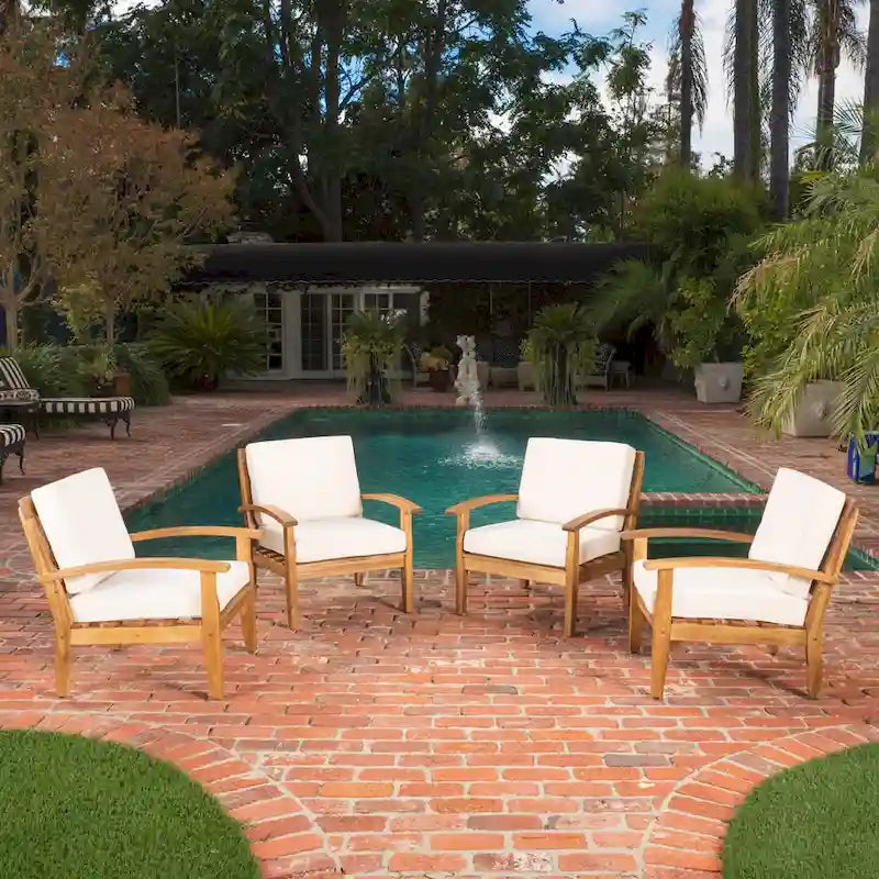 Peyton Outdoor Wooden Club Chair (Set of 4) by Christopher Knight Home