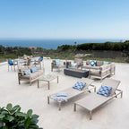 Cape Coral 7 Piece Dining Set and Sofa Set and 4pc Chat Set and Fire Pit and 2 Chaise Lounges by Christopher Knight Home