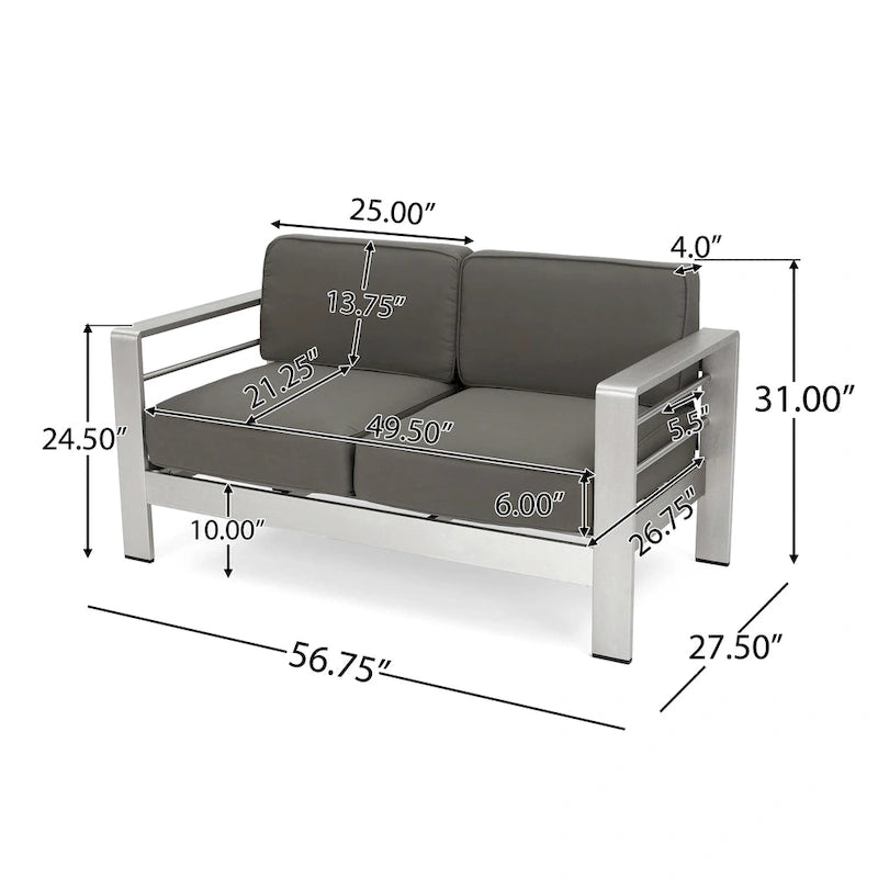 Cape Coral 7 Piece Dining Set and Sofa Set and 4pc Chat Set and Fire Pit and 2 Chaise Lounges by Christopher Knight Home