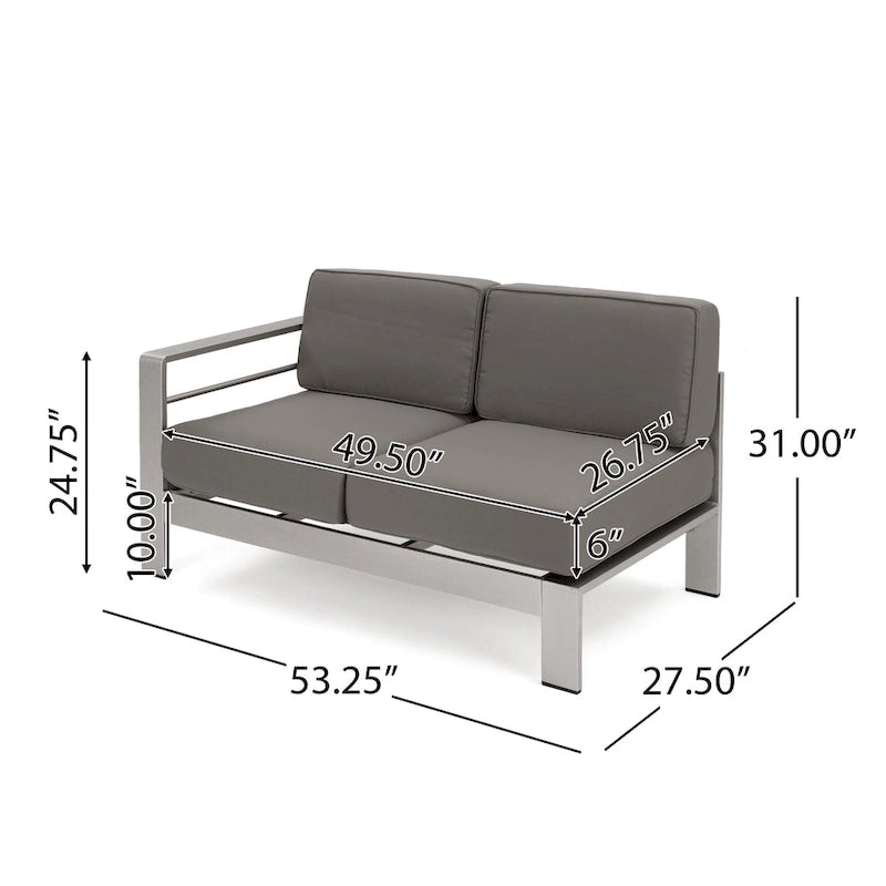 Cape Coral 7 Piece Dining Set and Sofa Set and 4pc Chat Set and Fire Pit and 2 Chaise Lounges by Christopher Knight Home