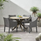 Owen Wood and Wicker 5-piece Dining Set by Christopher Knight Home