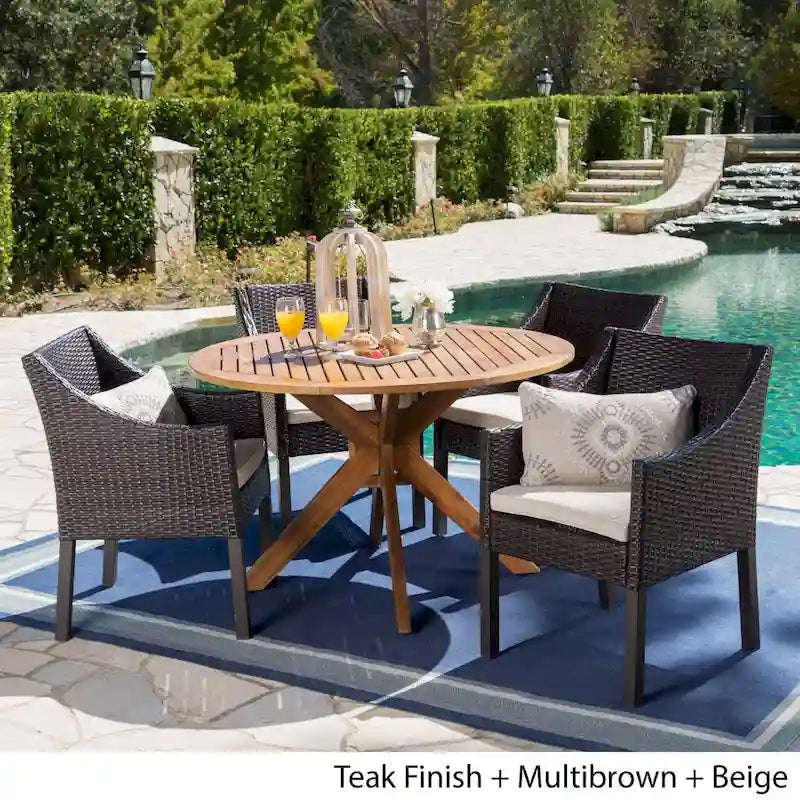 Owen Wood and Wicker 5-piece Dining Set by Christopher Knight Home