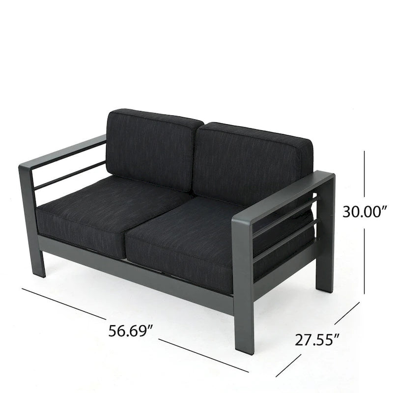 Cape Coral Outdoor Aluminum 2-piece Set with Cushions by Christopher Knight Home