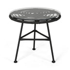 Orlando Outdoor Woven Faux Rattan Side Table with Glass Top by Christopher Knight Home