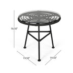 Orlando Outdoor Woven Faux Rattan Side Table with Glass Top by Christopher Knight Home
