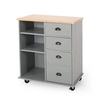Provence Contemporary Kitchen Cart with Wheels by Christopher Knight Home - 31.50 W x 17.75 D x 34.50 H