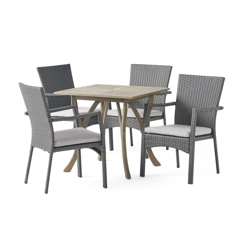 Ferris Acacia Wood and Wicker 5-piece Dining Set by Christopher Knight Home