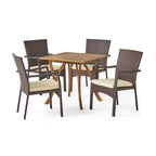 Ferris Acacia Wood and Wicker 5-piece Dining Set by Christopher Knight Home