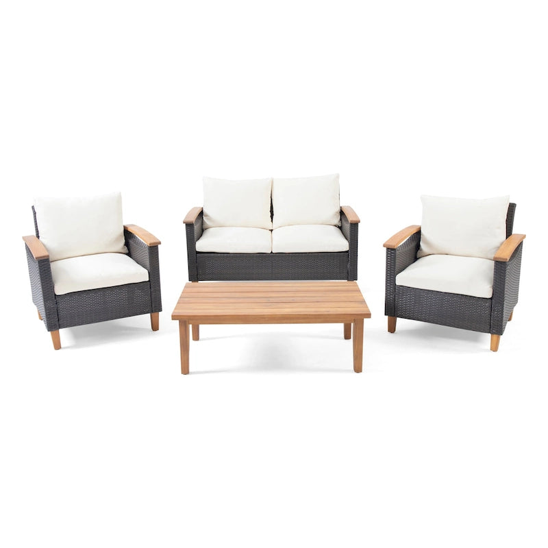 Isla Outdoor 4-seater Coffee Table Chat Set by Christopher Knight Home