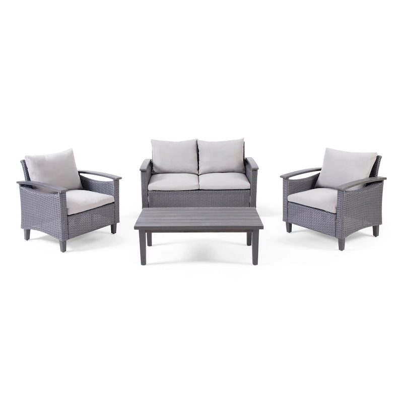 Isla Outdoor 4-seater Coffee Table Chat Set by Christopher Knight Home