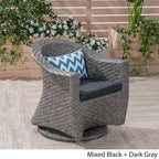 Big Sur Outdoor Wicker Swivel Chair with Outdoor Cushion by Christopher Knight Home