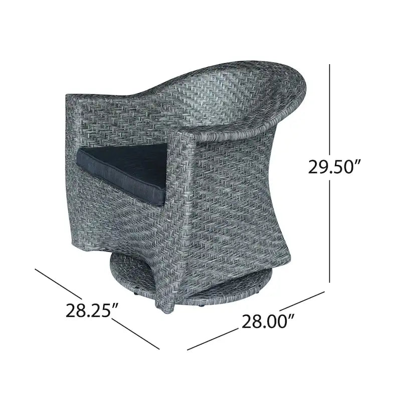 Big Sur Outdoor Wicker Swivel Chair with Outdoor Cushion by Christopher Knight Home