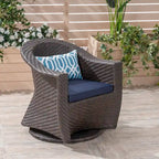 Big Sur Outdoor Wicker Swivel Chair with Outdoor Cushion by Christopher Knight Home