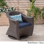 Big Sur Outdoor Wicker Swivel Chair with Outdoor Cushion by Christopher Knight Home
