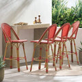 Shelton Wicker and Aluminum Outdoor 29.5 Inch Barstools by Christopher Knight Home
