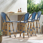 Shelton Wicker and Aluminum Outdoor 29.5 Inch Barstools by Christopher Knight Home