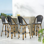 Shelton Wicker and Aluminum Outdoor 29.5 Inch Barstools by Christopher Knight Home