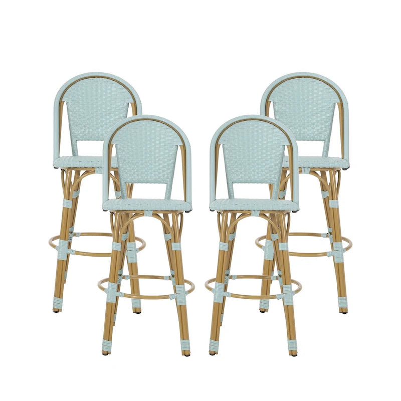 Shelton Wicker and Aluminum Outdoor 29.5 Inch Barstools by Christopher Knight Home