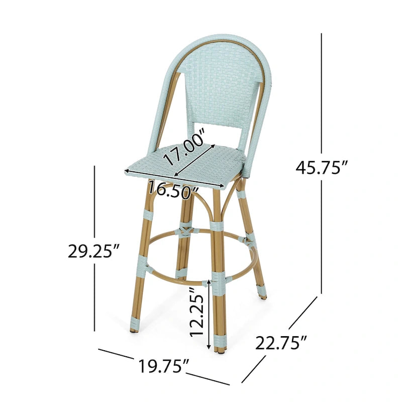 Shelton Wicker and Aluminum Outdoor 29.5 Inch Barstools by Christopher Knight Home