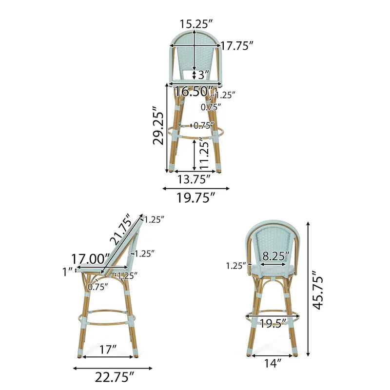Shelton Wicker and Aluminum Outdoor 29.5 Inch Barstools by Christopher Knight Home