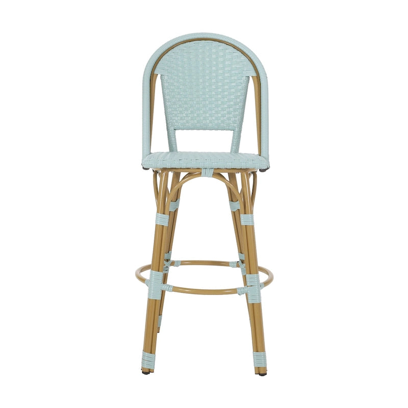 Shelton Wicker and Aluminum Outdoor 29.5 Inch Barstools by Christopher Knight Home