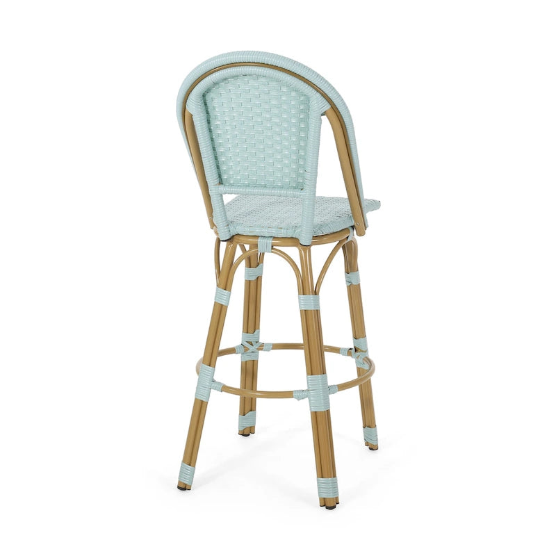 Shelton Wicker and Aluminum Outdoor 29.5 Inch Barstools by Christopher Knight Home