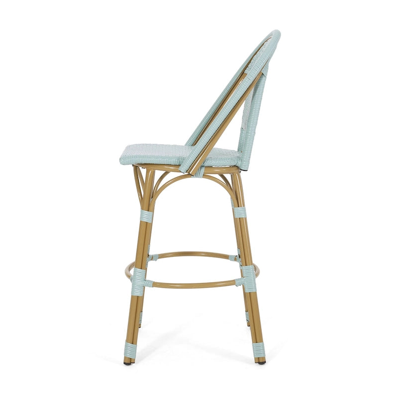 Shelton Wicker and Aluminum Outdoor 29.5 Inch Barstools by Christopher Knight Home