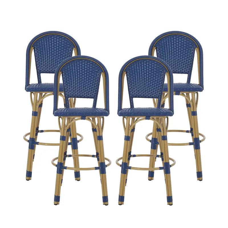 Shelton Wicker and Aluminum Outdoor 29.5 Inch Barstools by Christopher Knight Home