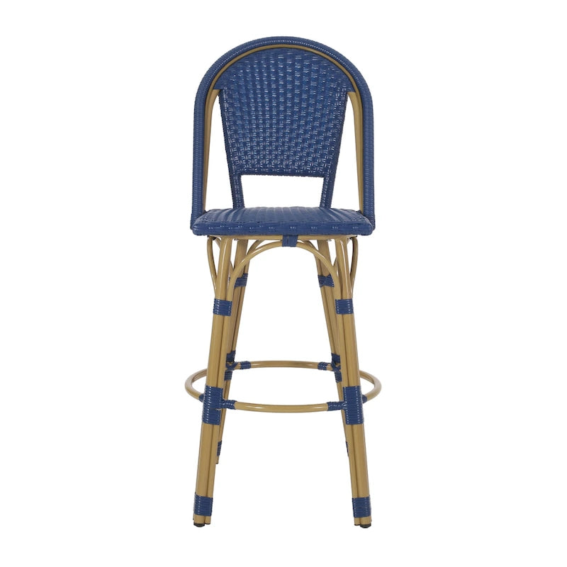 Shelton Wicker and Aluminum Outdoor 29.5 Inch Barstools by Christopher Knight Home