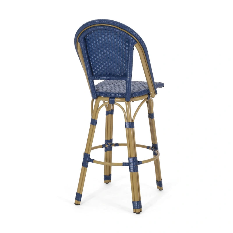 Shelton Wicker and Aluminum Outdoor 29.5 Inch Barstools by Christopher Knight Home