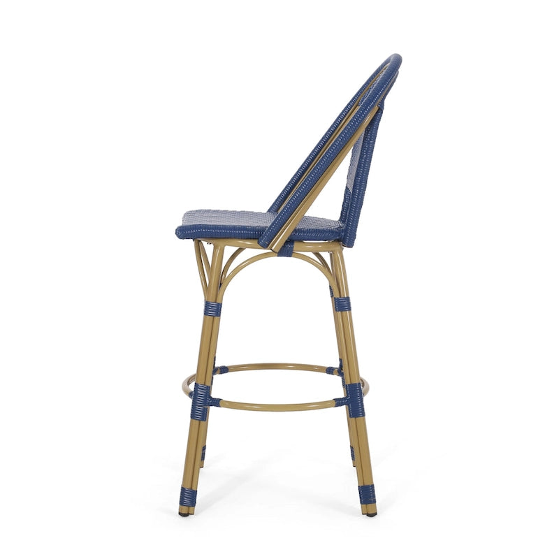 Shelton Wicker and Aluminum Outdoor 29.5 Inch Barstools by Christopher Knight Home