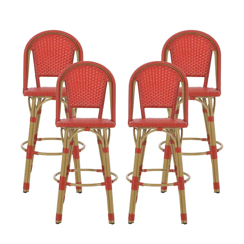 Shelton Wicker and Aluminum Outdoor 29.5 Inch Barstools by Christopher Knight Home