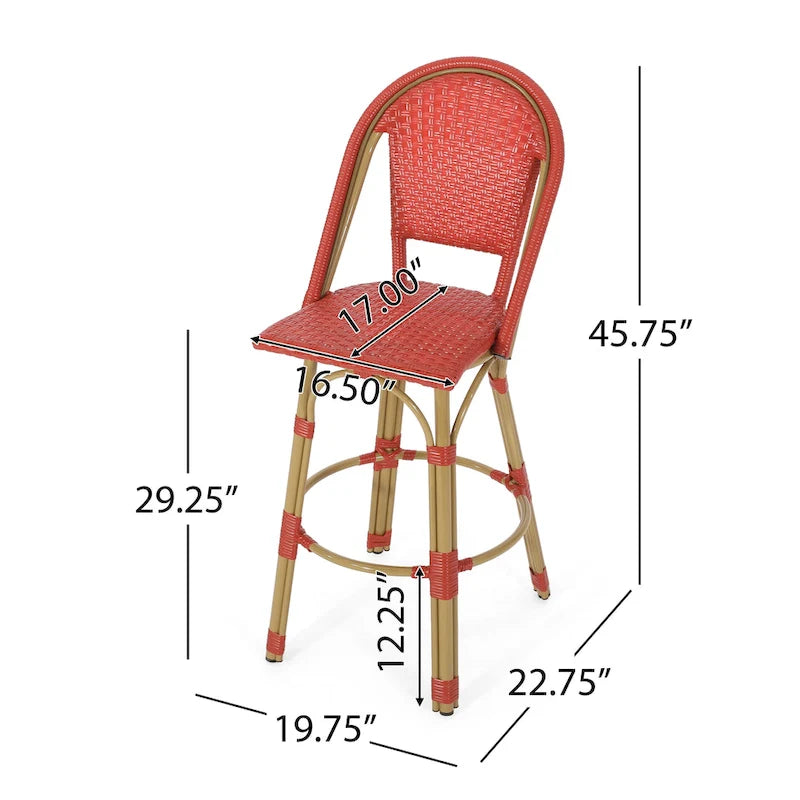 Shelton Wicker and Aluminum Outdoor 29.5 Inch Barstools by Christopher Knight Home