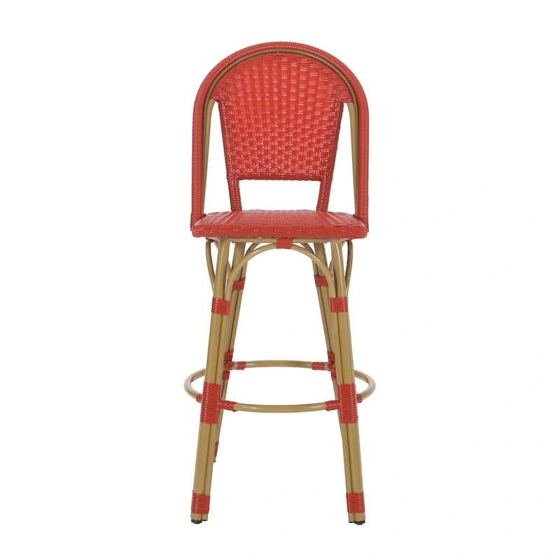 Shelton Wicker and Aluminum Outdoor 29.5 Inch Barstools by Christopher Knight Home