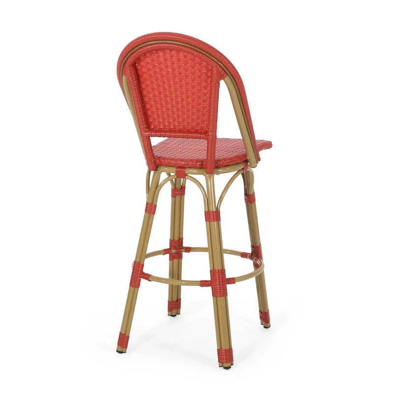 Shelton Wicker and Aluminum Outdoor 29.5 Inch Barstools by Christopher Knight Home