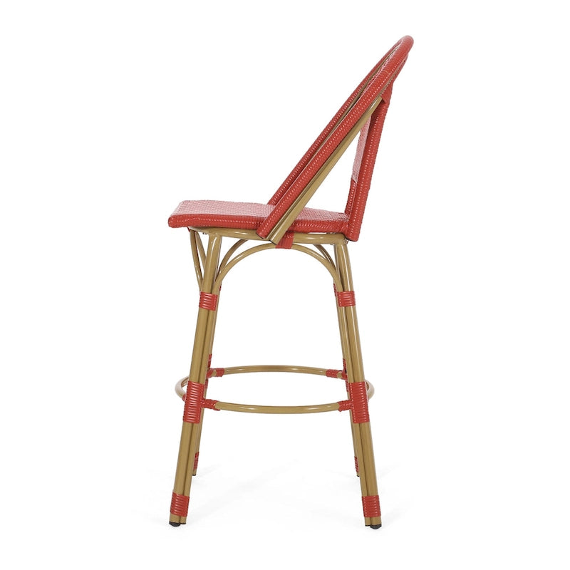 Shelton Wicker and Aluminum Outdoor 29.5 Inch Barstools by Christopher Knight Home