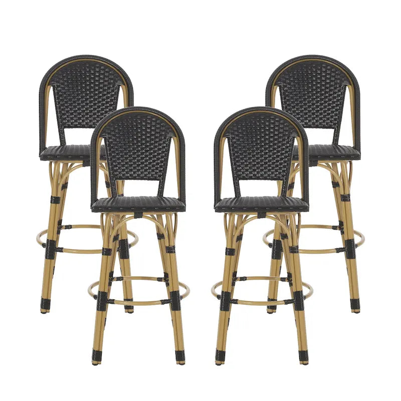 Shelton Wicker and Aluminum Outdoor 29.5 Inch Barstools by Christopher Knight Home