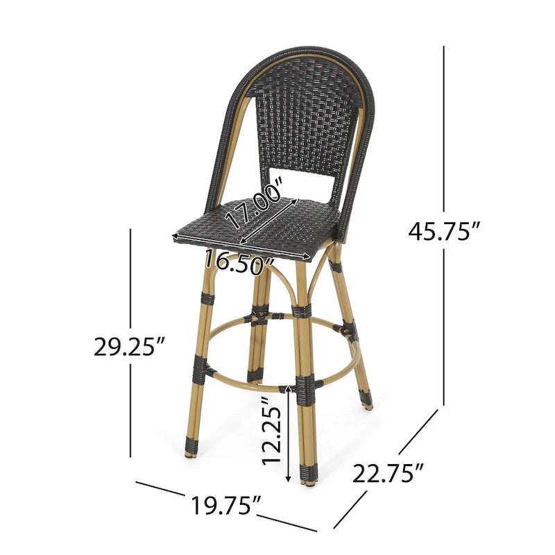 Shelton Wicker and Aluminum Outdoor 29.5 Inch Barstools by Christopher Knight Home
