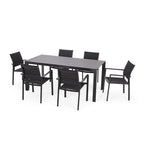 Templin Outdoor Mesh and Aluminum 7 Piece Dining Set by Christopher Knight Home