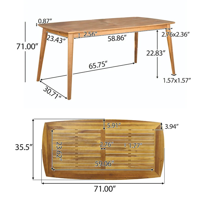 Sunqueen Outdoor Acacia Wood Rectangle Dining Table by Christopher Knight Home - 71.00 x 35.50 x 29.25