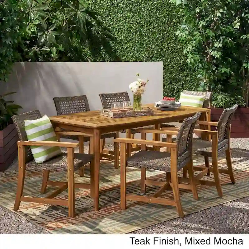 Botsford Outdoor 6 Seater Acacia Wood Dining Set by Christopher Knight Home