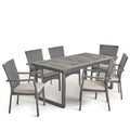 Garner Outdoor 6-Seater Acacia Wood Dining Set with Wicker Chairs by Christopher Knight Home