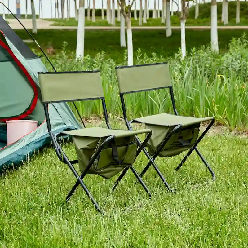 Folding Outdoor Chairs in Beige (Set of 2)