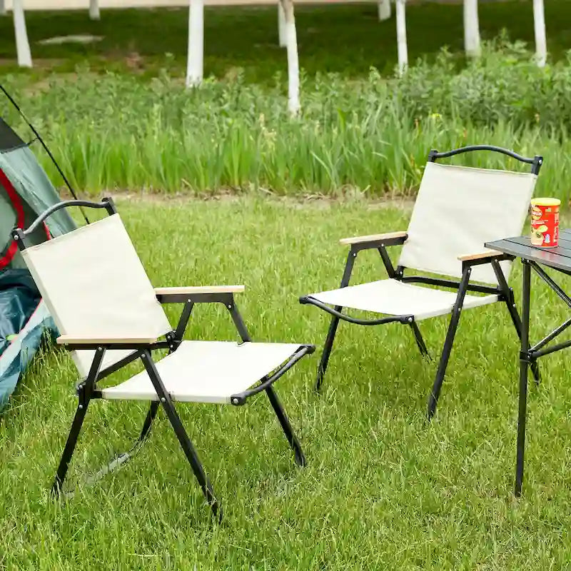 Folding Outdoor Chairs in Beige (Set of 2)