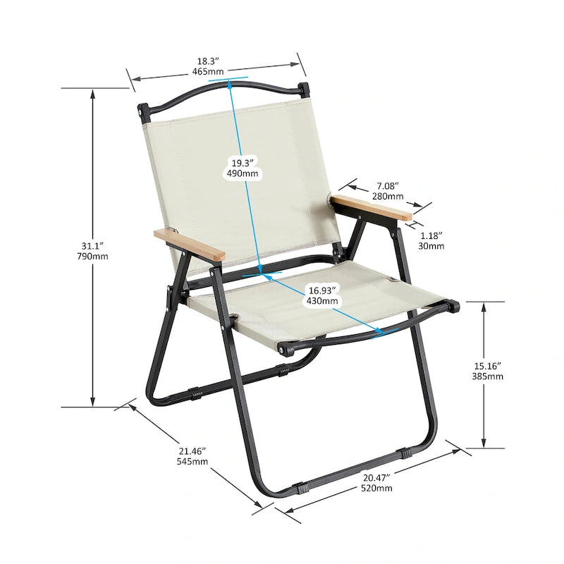 Folding Outdoor Chairs in Beige (Set of 2)